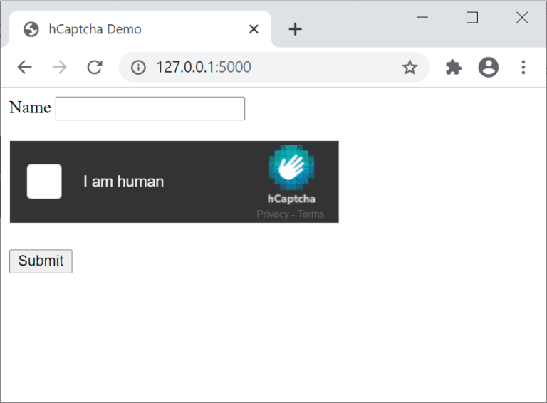 A screenshot of the hCaptcha in dark mode